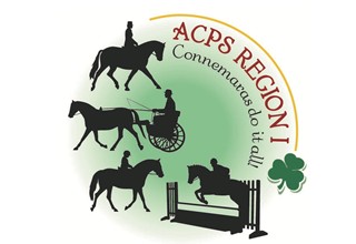 Image of horses walking, jumping, and driving a cart with text for ACPS Region 1